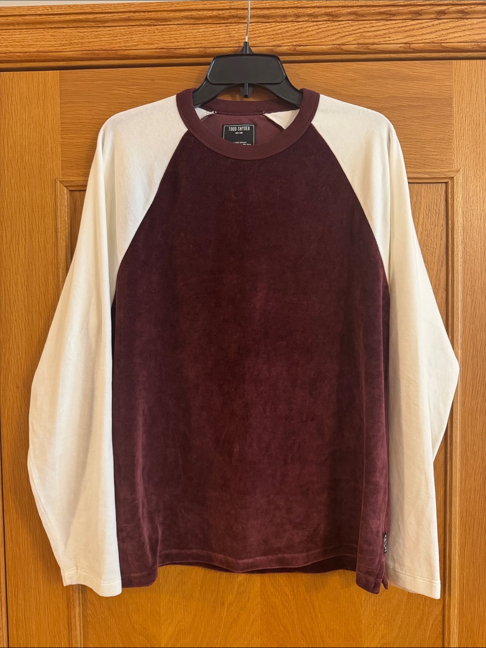Todd Snyder Colorblock Velour Crewneck Sweatshirt Pullover Raglan Sleeve Mens M